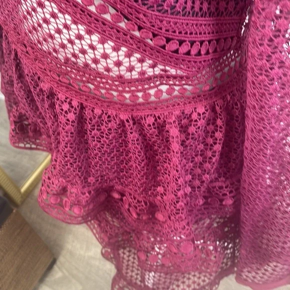 NWOT Retail $435 Self-Portrait Red SELF-PORTRAIT Dot Mesh Tiered Mini Dress - Picture 9 of 9